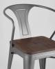 Набор из 4 стульев Stool Group Tolix Arm Wood YD-H440AR-W YG-15 X4 серебристый матовый, темное дерево фото 10