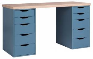Стол письменный Гуд Лакк Ингар S01170 Дуб беленый/серо-бирюзовый