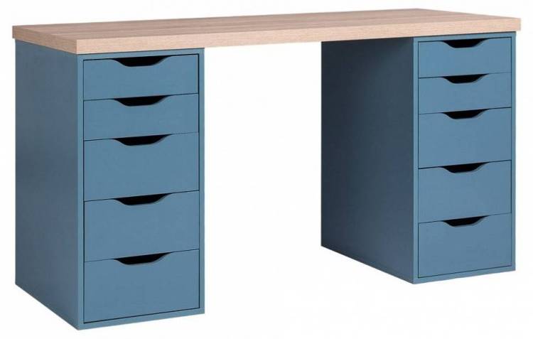 Стол письменный Гуд Лакк Ингар S01170 Дуб беленый/серо-бирюзовый