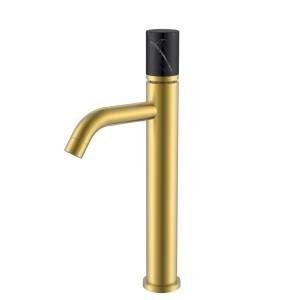 Смеситель для раковины Boheme Stick 122-MG-MR-B высокий, Matt Gold Mramor Black