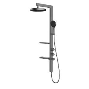 Душевая стойка Vincea Inspire VSFS-3I11GM вороненая сталь, с изливом, с тропическим душем, 30 см