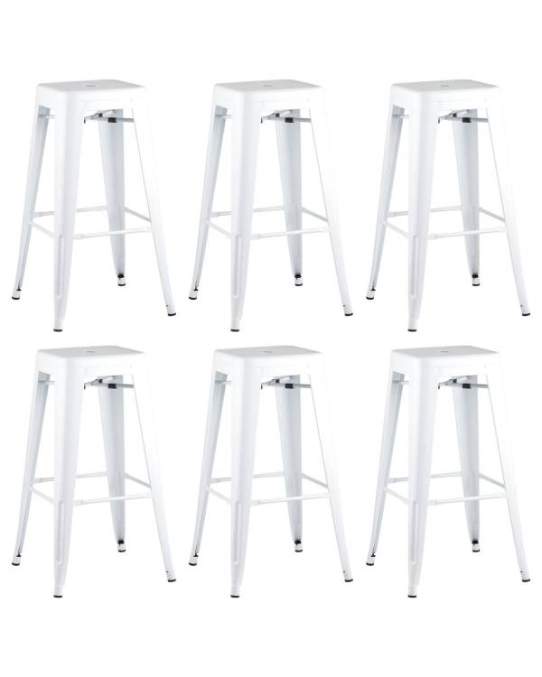 Набор из 6 барных стульев Stool Group Tolix YD-H765 LG-02 X6 белый глянцевый