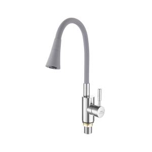 Смеситель для кухни Fashun A4053+B17 с гибким изливом, серый хром