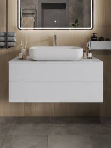Тумба с раковиной Orange Отто Ot-100TuMDF+B03-600W белая глянцевая, 100 см