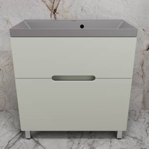 Тумба с раковиной Style Line Матис 80 напольная, олива, раковина серый шелк, 82x80x45
