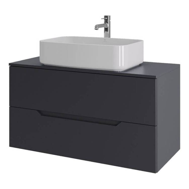 Тумба с раковиной Orange Line Li-100TugMDF+B07-600W графит матовый, 100 см