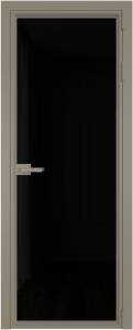 Межкомнатная дверь Profil Doors 1 AV цвет профиля Никель матовый, стекло безопасное 6 мм черный триплекс 600x2000