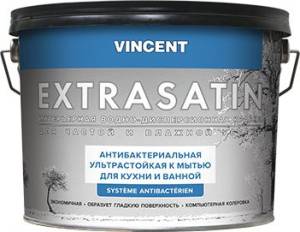 VINCENT EXTRASATIN краска антибактериальная для кухни и ванной, полуглянцевая, база A (9л)