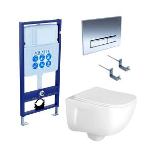 Унитаз с инсталляцией Aquatek Дива 4в1 с крышкой-сиденьем микролифт, с кнопкой