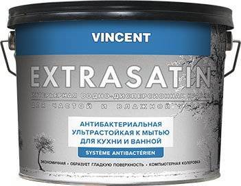VINCENT EXTRASATIN краска антибактериальная для кухни и ванной, полуглянцевая, база A (9л)