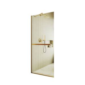 Душевая перегородка MaybahGlass MGD-726-3у 79x195, стекло прозрачное 8 мм, профиль золото