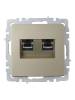 Розетка компьютерная RJ45 2-местная IEK Brite BR-K20-2-K37 шампань фото 3