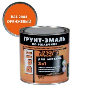 Грунт-эмаль по ржавчине 3 в 1 гладкая алкидная Dali RAL 2004 оранжевый 0.75 л