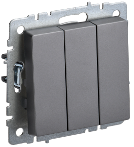 Выключатель 3-клавишный IEK Brite BR-V30-0-10-K46 сталь