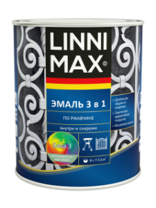 Эмаль алкидно-уретановая по ржавчине 3 в 1 Linnimax база 3 0.69 л