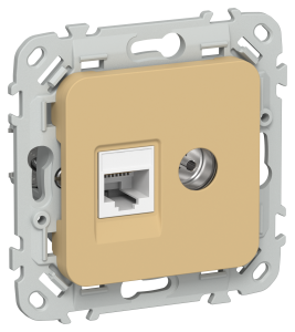 ТВ-розетка+Ethernet RJ45 IEK Flite FI-AK22-1-K89 шамуа