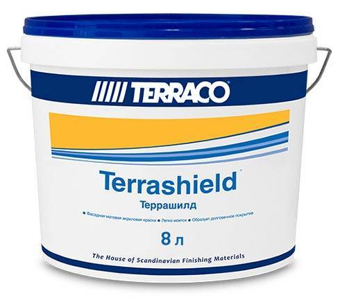 Краска эластичная акриловая для фасадных работ Terraco Terrashield Medium матовая 8 л