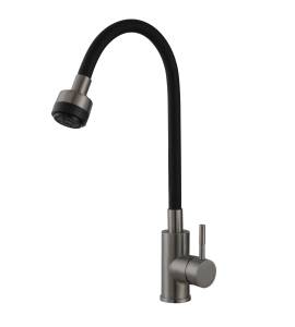 Смеситель для кухни Avrora Kitchen AV9001GM с высоким гибким изливом, графит