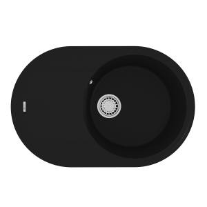 Кухонная мойка Lemark LACHA 760 9910055 врезная овальная с крылом из кварцгранита антрацит