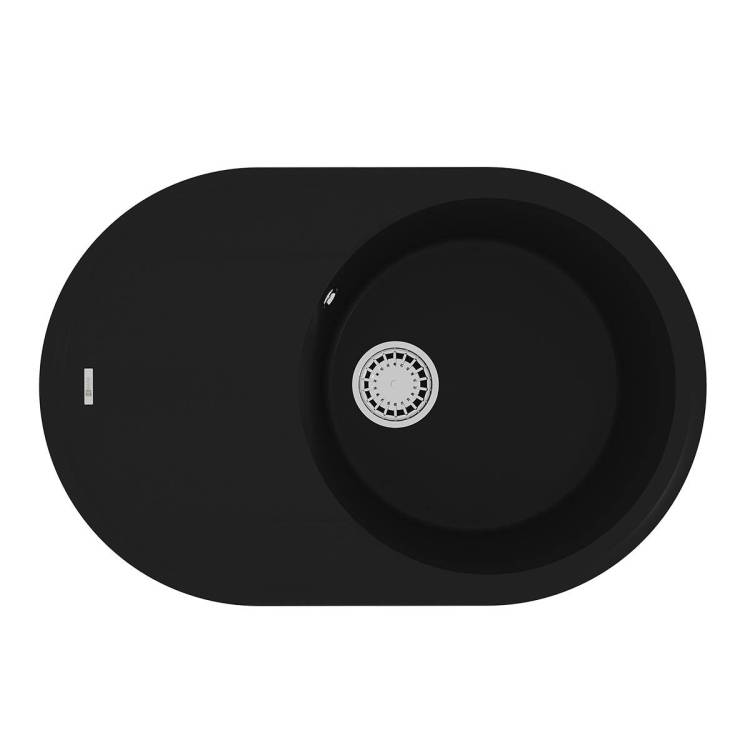 Кухонная мойка Lemark LACHA 760 9910055 врезная овальная с крылом из кварцгранита антрацит