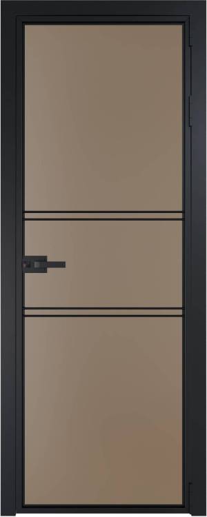 Межкомнатная дверь Profil Doors 2 AX цвет профиля Черный, стекло безопасное 6 мм монохром капучино 700x2000