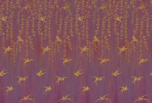 Фреска Ortograf Flora 31162 Japanese Birds plum Филиграна со стразами FM-F/S