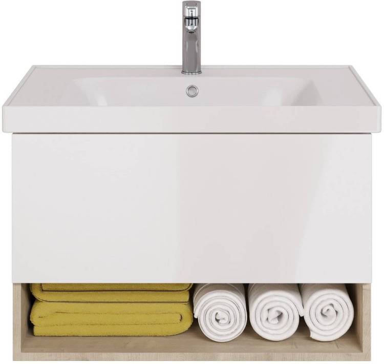 Тумба с раковиной Dreja Perfecto 90 дуб эврика/белый глянец