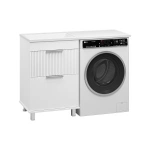 Тумба под раковину Brevita Enfida - 60 ENF-07060-012Я напольная, 2 ящика, под стиральную машину, белая матовая, эмаль