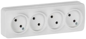 Розетка 4-местная IEK Glory ERH40-K01M-10 белый матовый