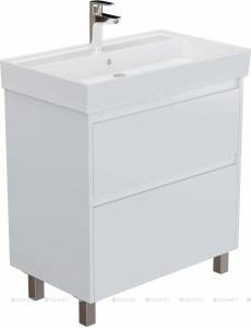 Тумба с раковиной Aquanet Nova Lite 2.0 75 348195 Белый глянец