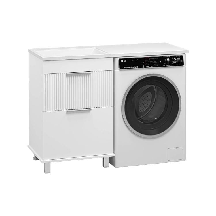 Тумба под раковину Brevita Enfida - 60 ENF-07060-012Я напольная, 2 ящика, под стиральную машину, белая матовая, эмаль
