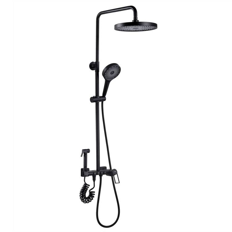 Душевая стойка Fashun A2483-7 черная, с гигиеническим душем