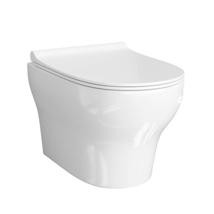 Унитаз подвесной Wasserkraft Berkel H001.E034 безободковый, сиденье микролифт, белый глянцевый