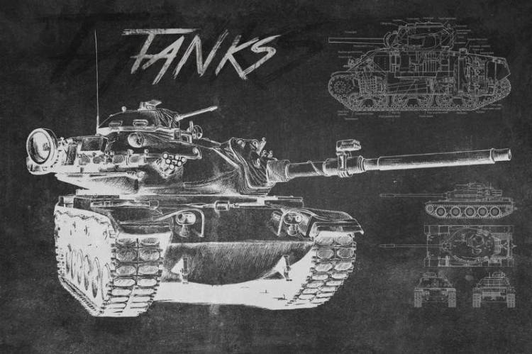 3D Фотообои Artegrafico «Танк мелом» PD-012 канвас