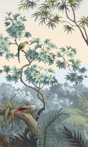 3D Фотообои Artegrafico «Пейзаж с экзотическими птицами» TP-017 песок