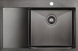 Мойка кухонная Paulmark Atlan PM217851-GMR вороненая сталь R
