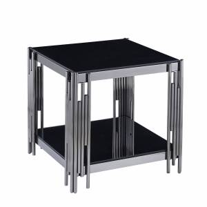 Журнальный столик Stool Group Гэтсби EET-027-GM-BK черное стекло сталь графит
