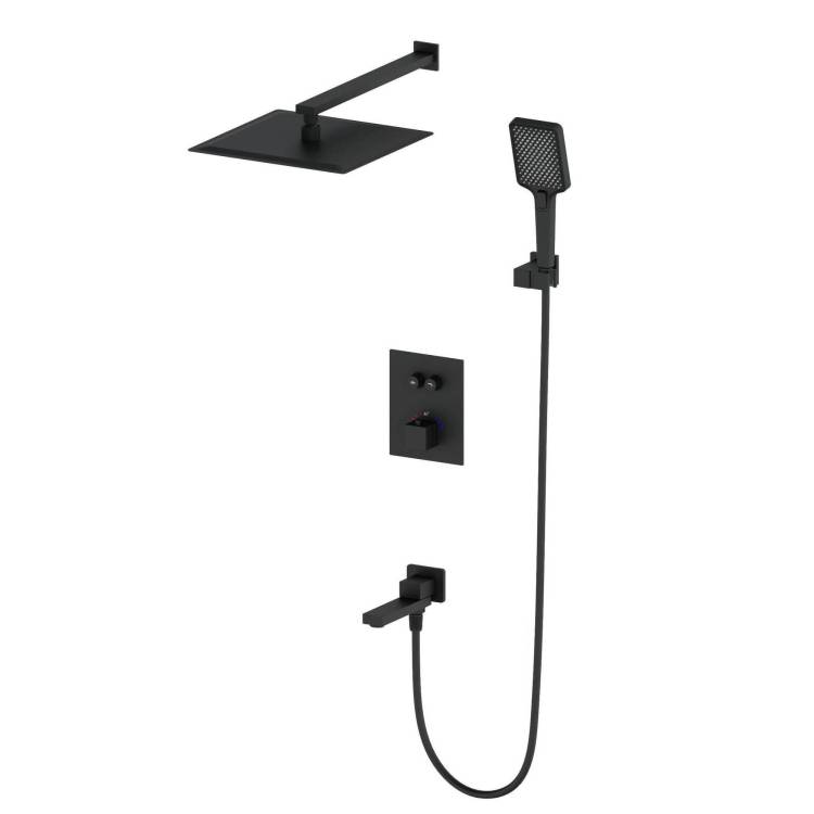 Душевой комплект Wonzon & Woghand WW-88929003-MB черный, с термостатом