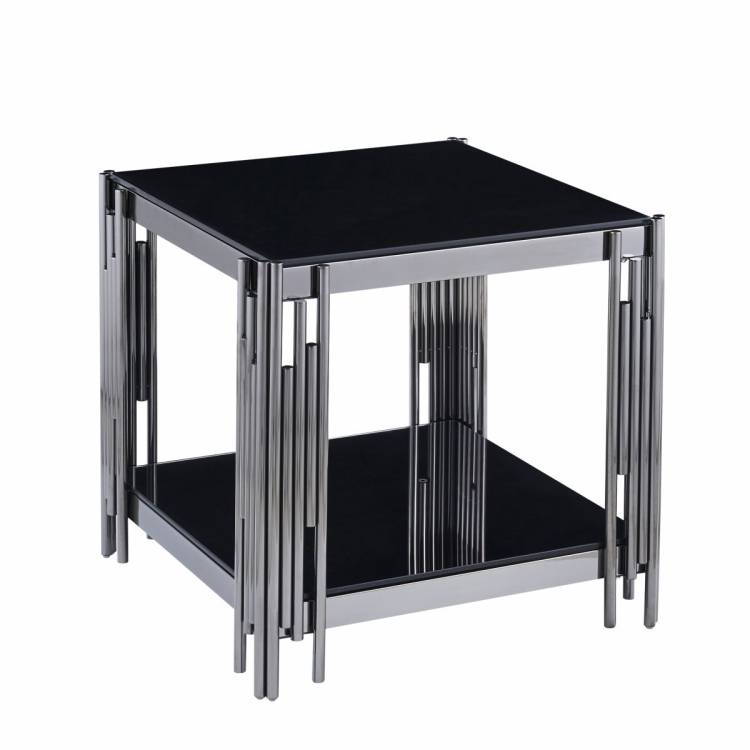 Журнальный столик Stool Group Гэтсби EET-027-GM-BK черное стекло сталь графит