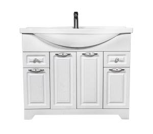 Тумба с раковиной Stella Polar Кармела 100 Люкс белое серебро, Эльбрус 100