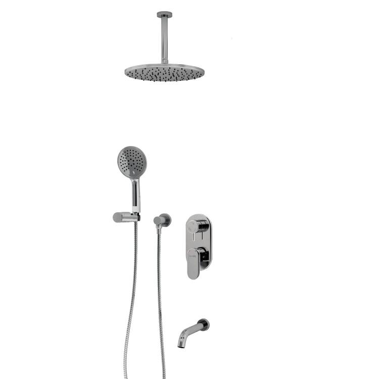 Душевой комплект Wasserkraft A175868 с верхней душевой насадкой, хром, встраиваемый, с изливом, с лейкой