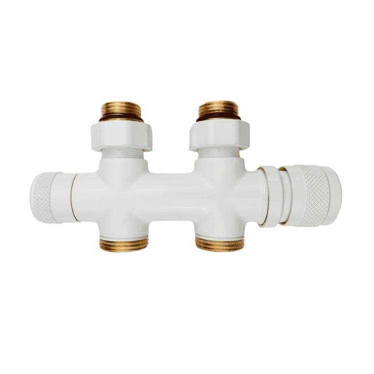 Узел нижнего подключения Primoclima Armature Lunar PCART889AW термостатический, прямой 1/2"х3/4"Е, белый