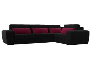 Диван угловой Лига Диванов Лига-008 Long 118779 черный, бордовый, правый