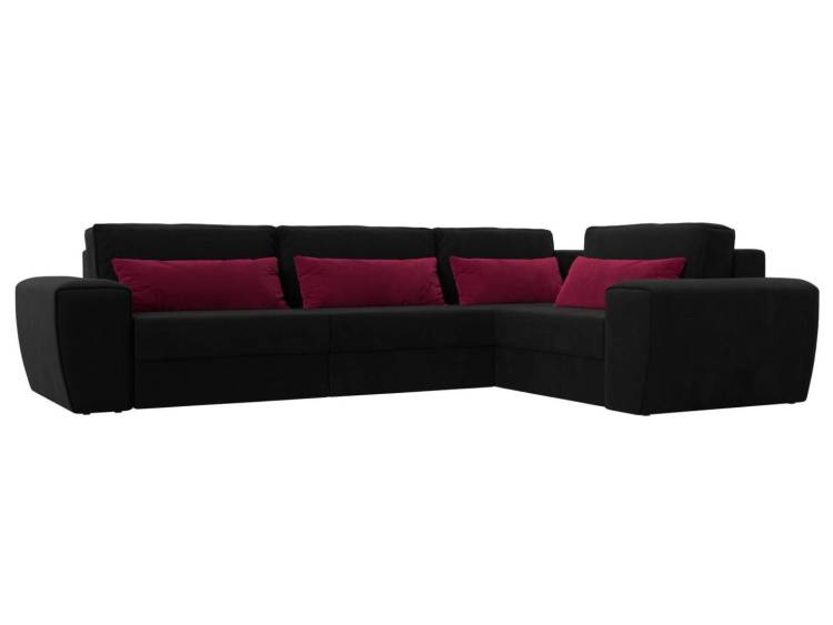 Диван угловой Лига Диванов Лига-008 Long 118779 черный, бордовый, правый