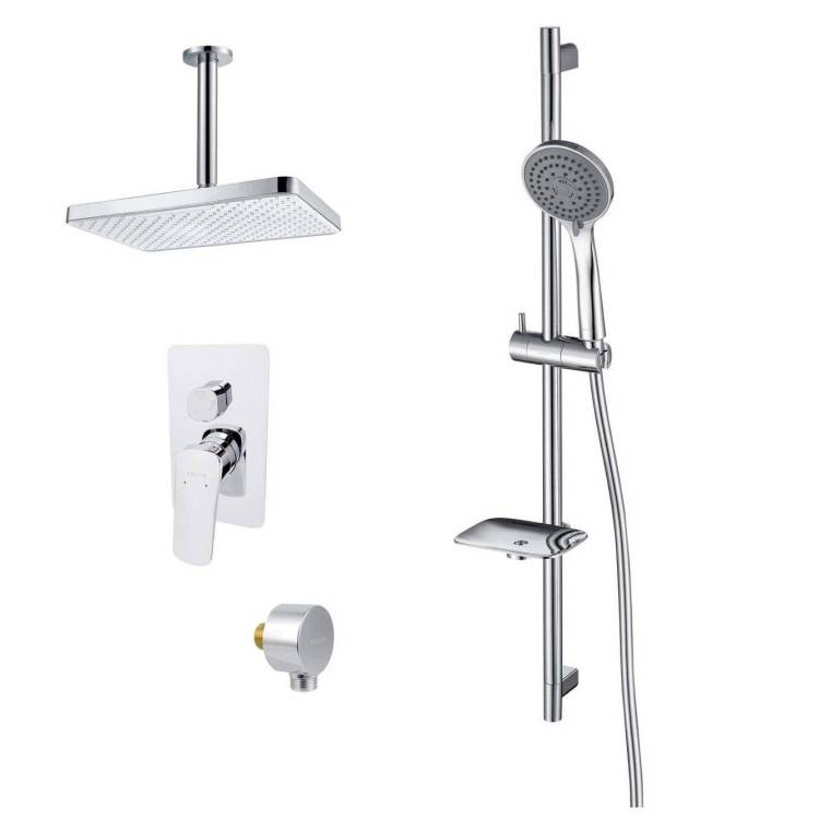 Душевой комплект Aquatek Вега AQ1075CR Смеситель для ванны + Верхний душ + Шланговое подсоединение + Душевой гарнитур