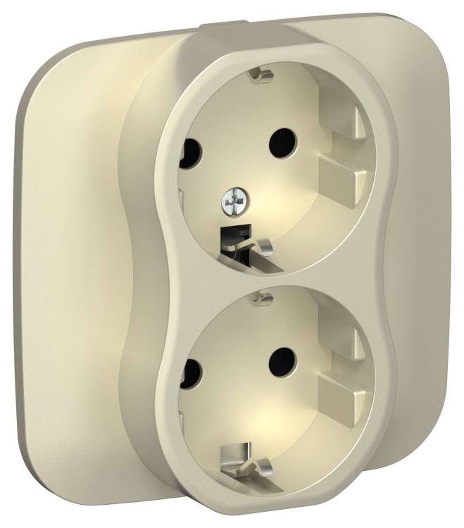 Розетка 2-местная с заземлением IEK Flite FI-R21A-16-K37 шампань