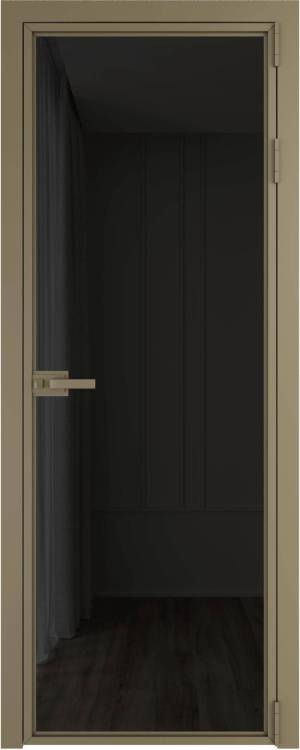 Межкомнатная дверь Profil Doors 1 AX цвет профиля Шампань, стекло безопасное 6 мм черное тонированное 600x2000
