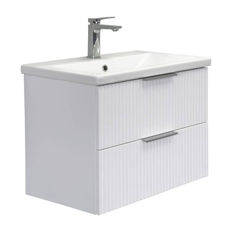 Тумба с раковиной Comforty Лима-70П2 00-00019188 подвесная, белая матовая