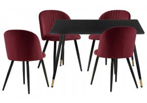 Обеденная группа Woodville Cельда 579064 black, wine red, стулья ткань