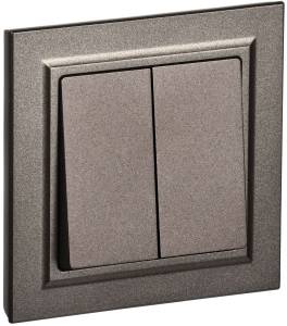 Выключатель 2-клавишный IEK Brite BR-V20-0-10-K45-F темная бронза